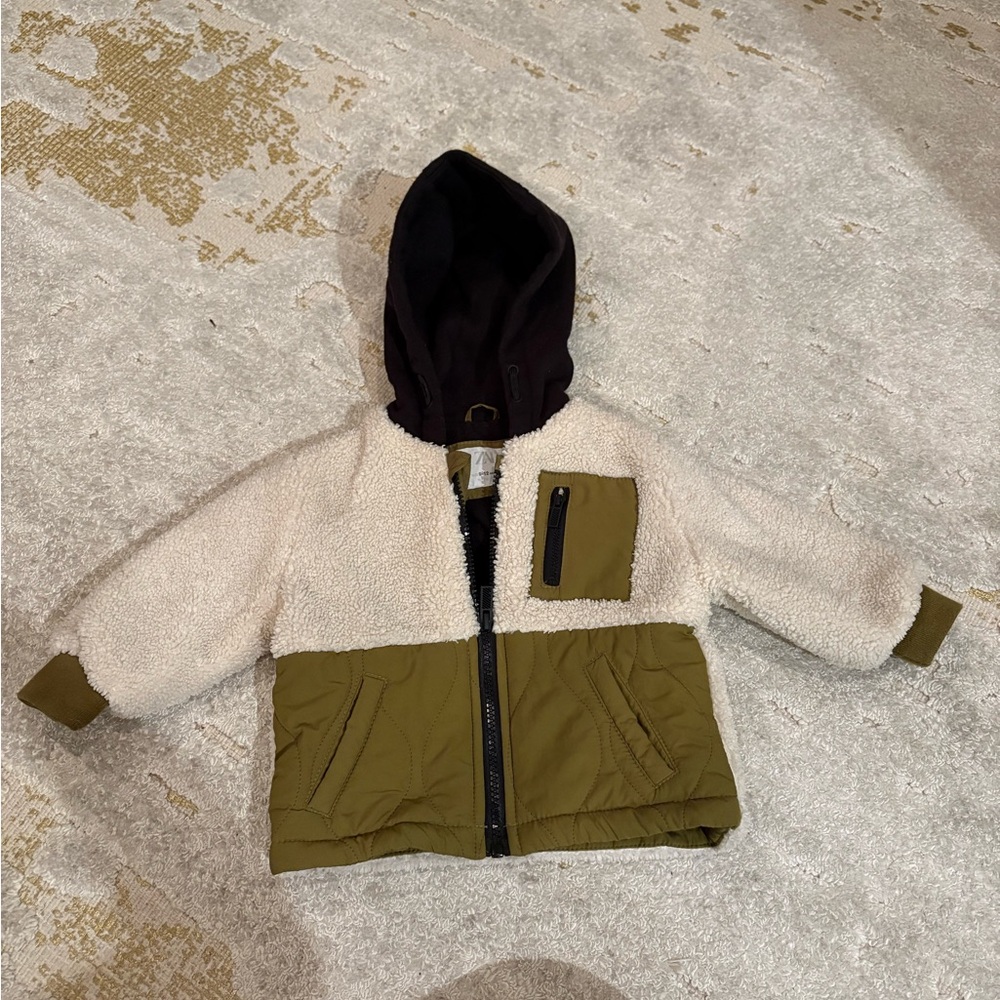 Zara Two-Tone Sherpa Hooded Jacket